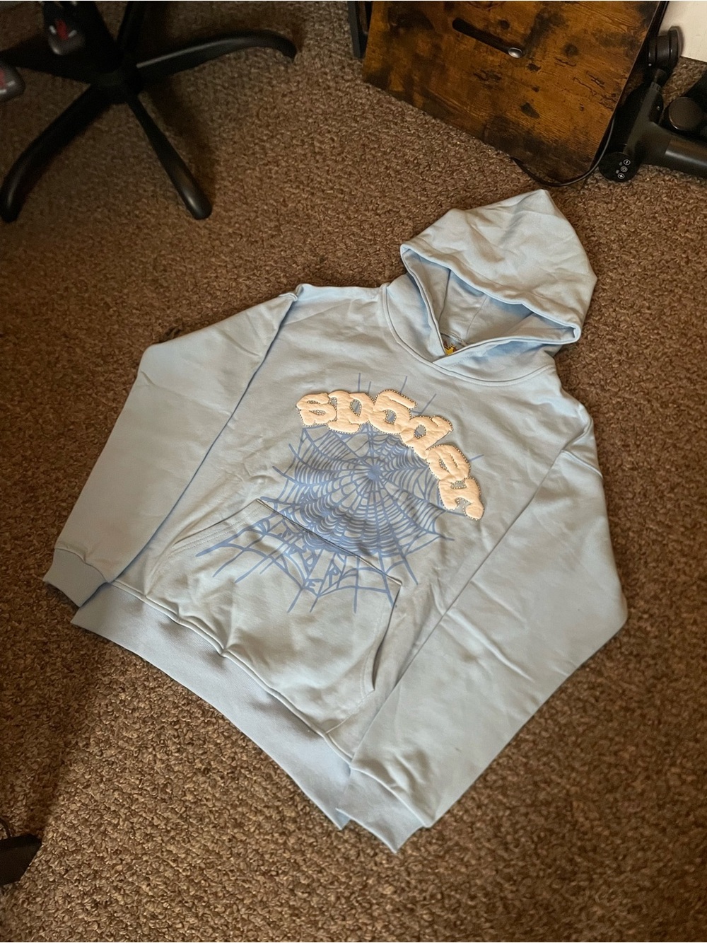 Sp5der Blue Pullover Hoodie